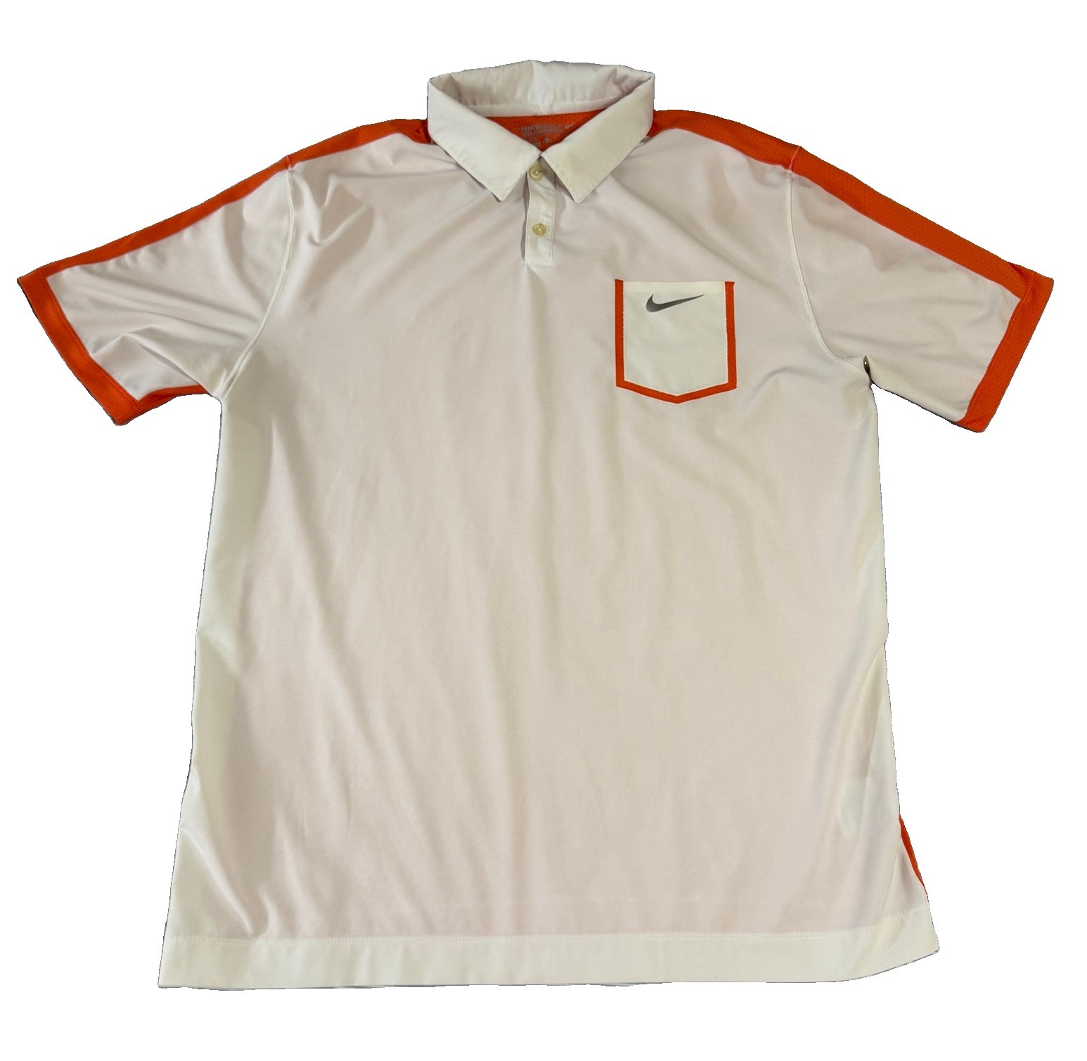 Nike Golf Mens Collared White & Orange Short Sleeve Activewear Polo Shirt XL gallery