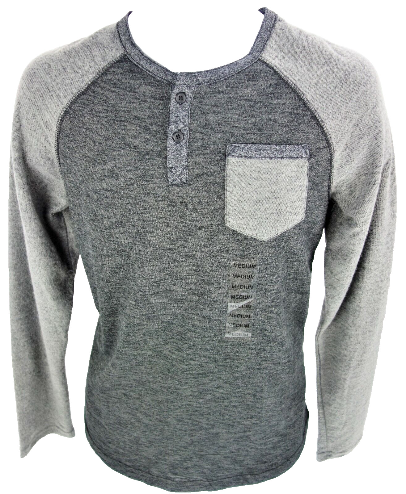 Medium Ocean Current Pullover Shirt Knit Fleece Gray Sleeves & Pocket gallery