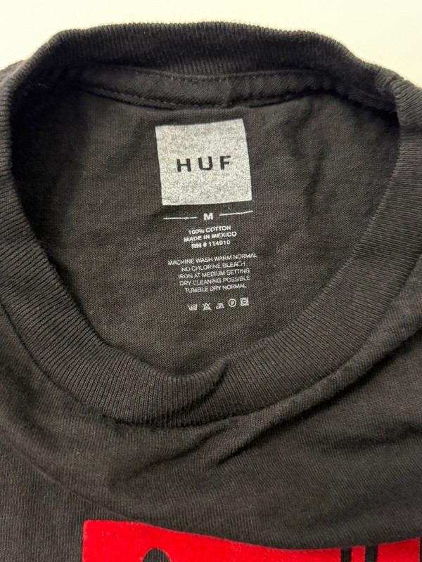 HUF SF box logo script cursive red velvet black velour flocked sz M gallery