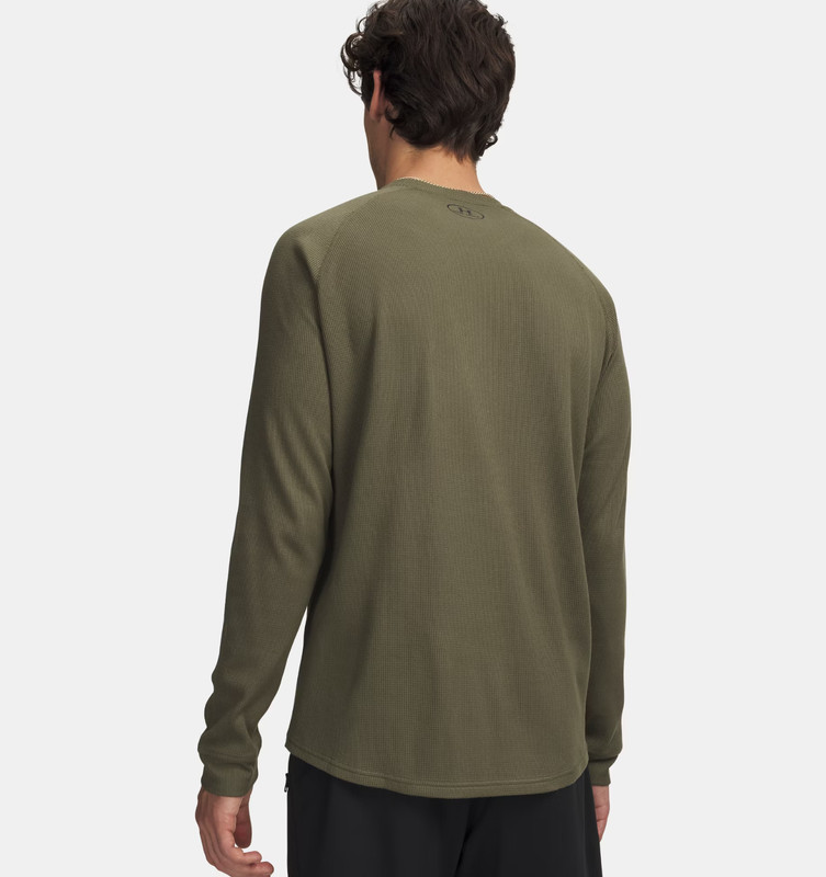 Under Armour Men's Waffle Crew Long Sleeve Shirt Marine Green Large 1302355 NWT gallery