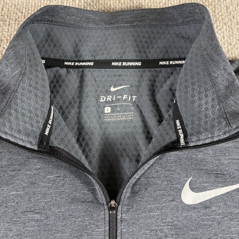 Nike Dri-FIT Running Pullover Mens Large Gray 1/4 Zip Reflective 928557-011 gallery