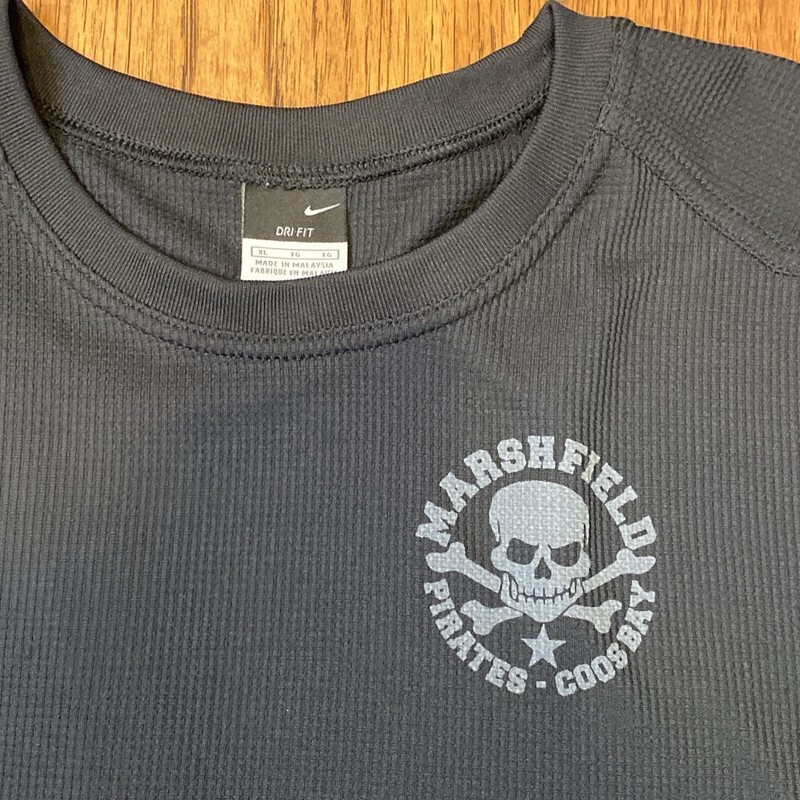 NIKE PRE LIVES PREFONTAINE BLACK MENS LS T Shirt MARSHFIELD PIRATEs XL Dri Fit gallery
