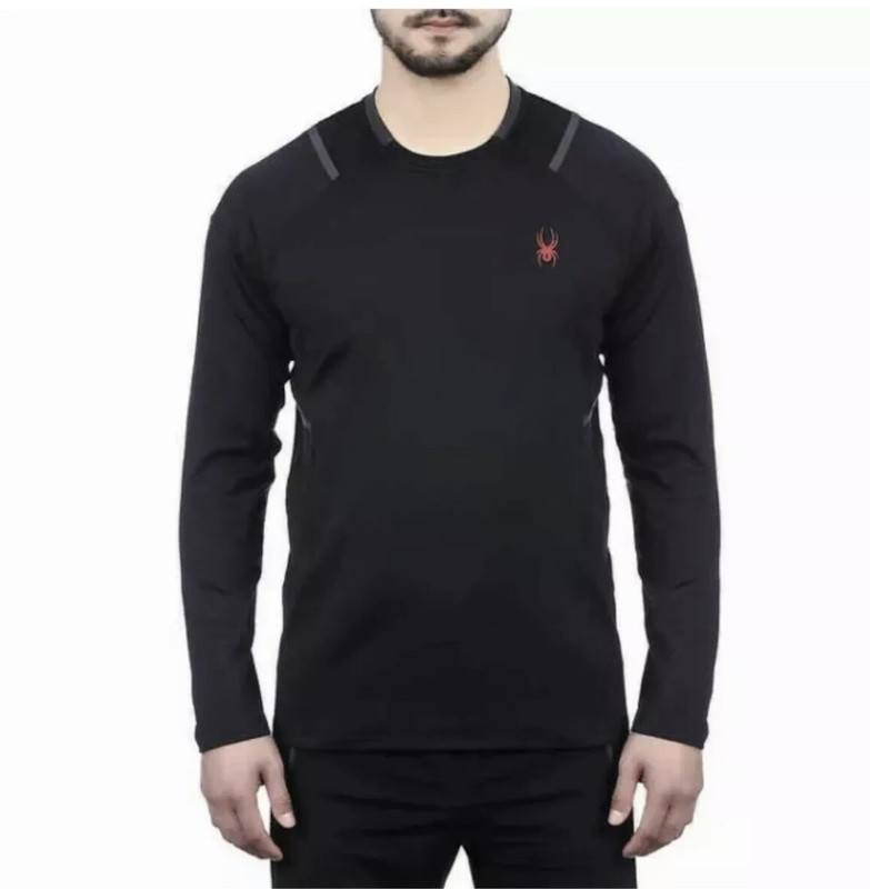 SPYDER Active Mens Crew Neck Pullover Sweater XL Blazing BLACK Stretch NWT gallery