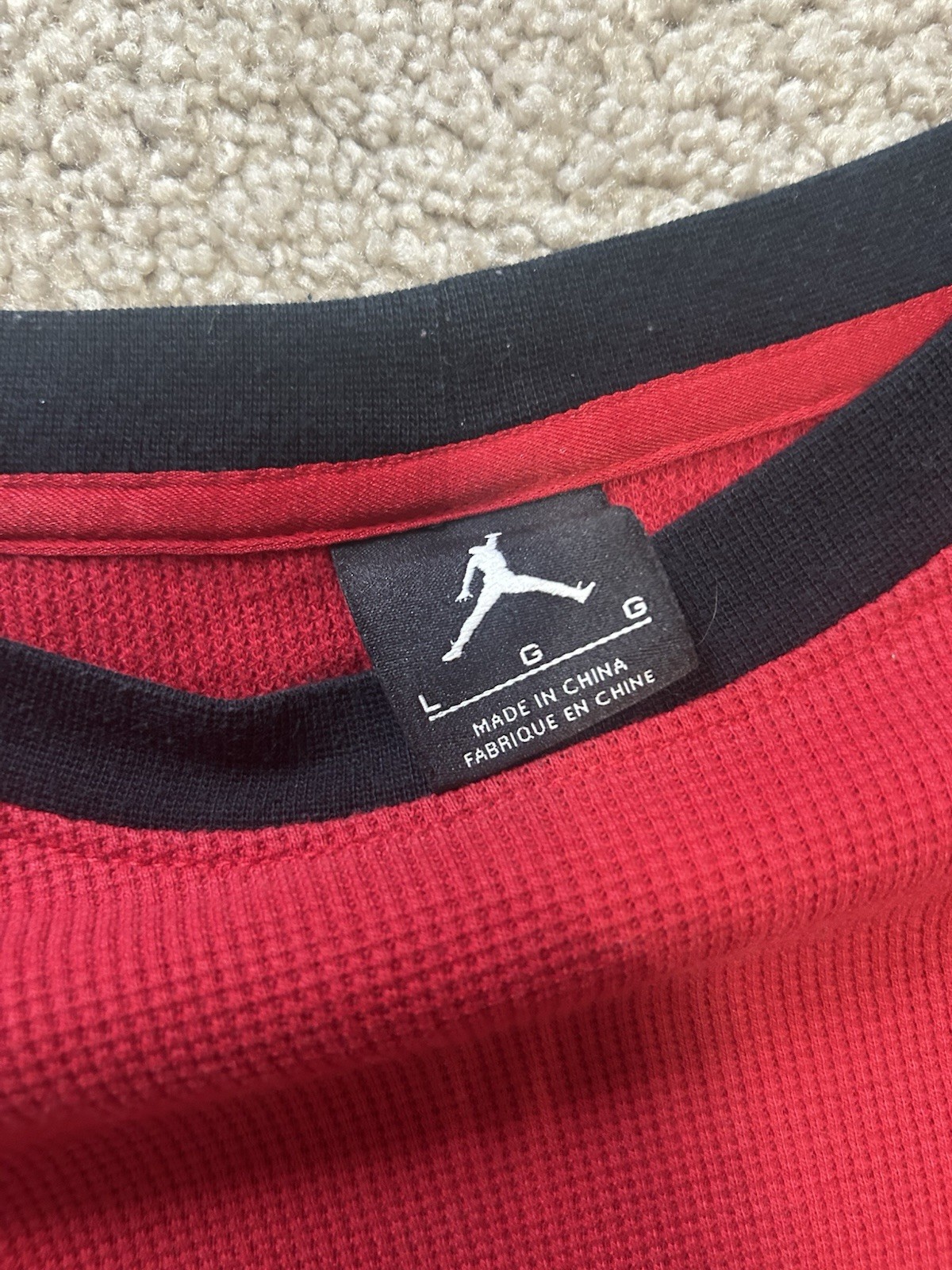 Jordan Men’s L Red/Black Colorblock Raglan Long Sleeve Crew Tee Logo gallery
