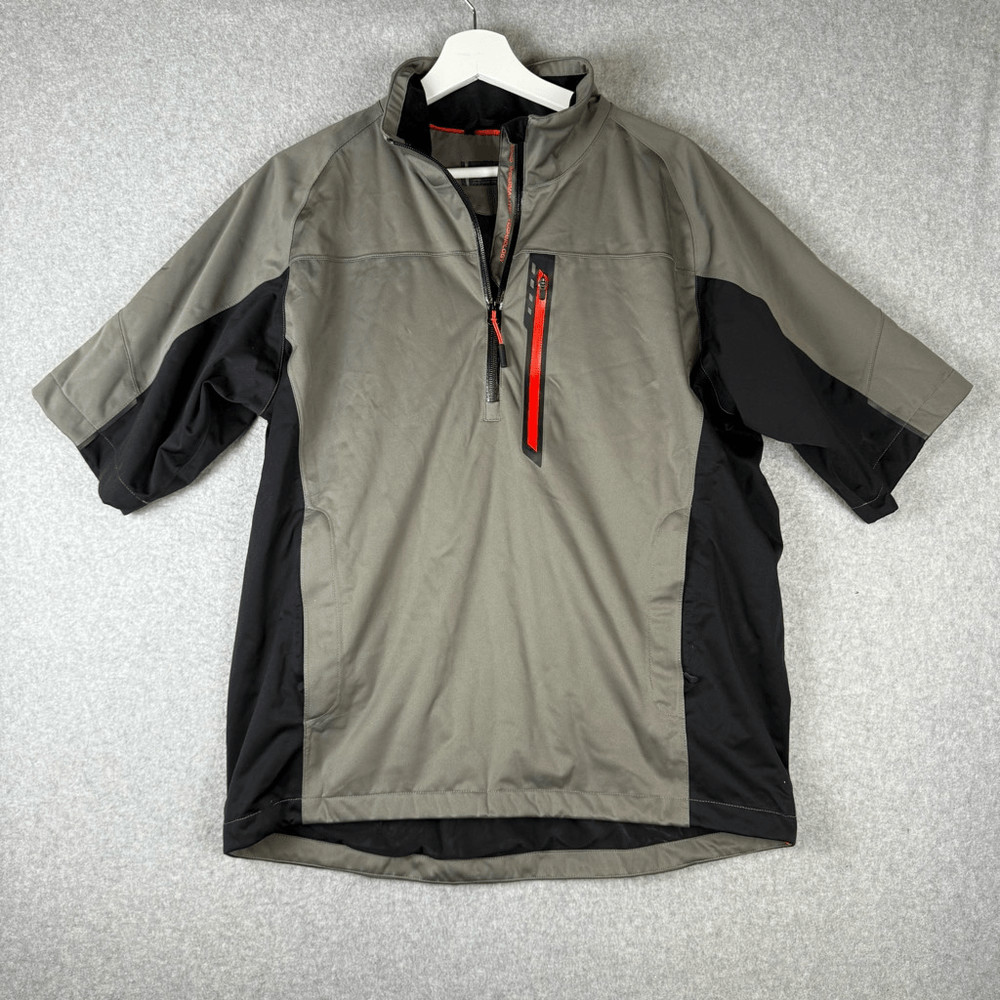 Mizuno Pro Collection Mens Size Medium Quarter Zip Athletic Shirt Black Tan