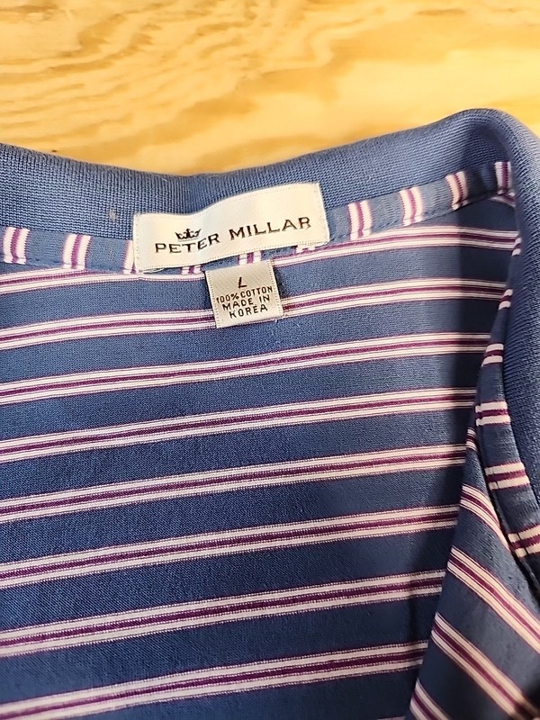Peter Millar The Grand Logo Soft Cotton Golf Lightweight Polo Shirt Mens Large gallery