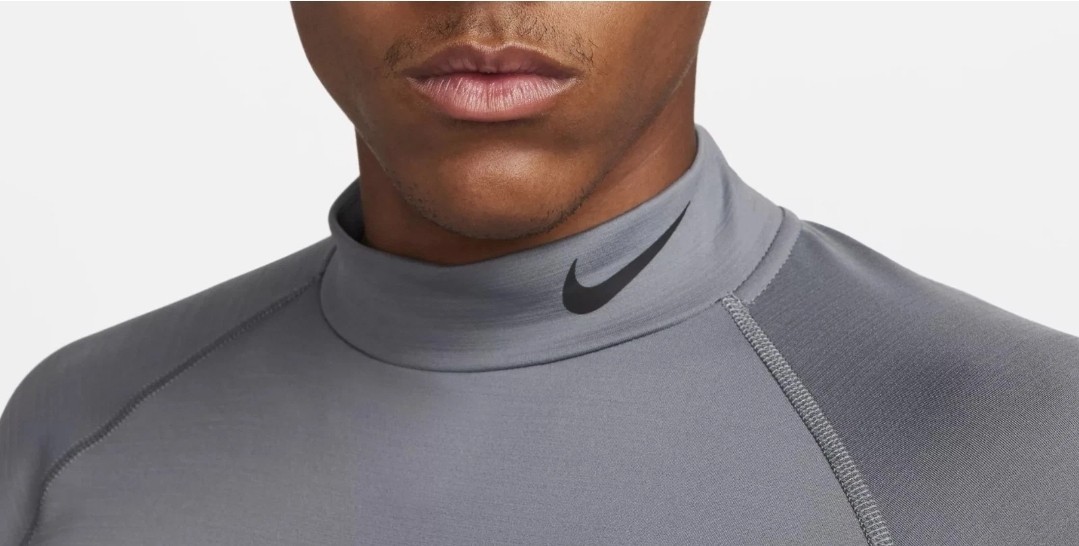 Nike Men's Pro Dri-FIT Warm Mock Neck Long Sleeve Shirt Smoke Grey Medium gallery