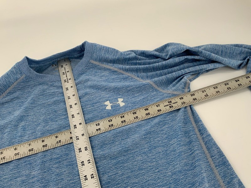 Under Armour Fitted Pullover Sweatshirt M Men Light Blue Poly Crew YGI D2-403 gallery