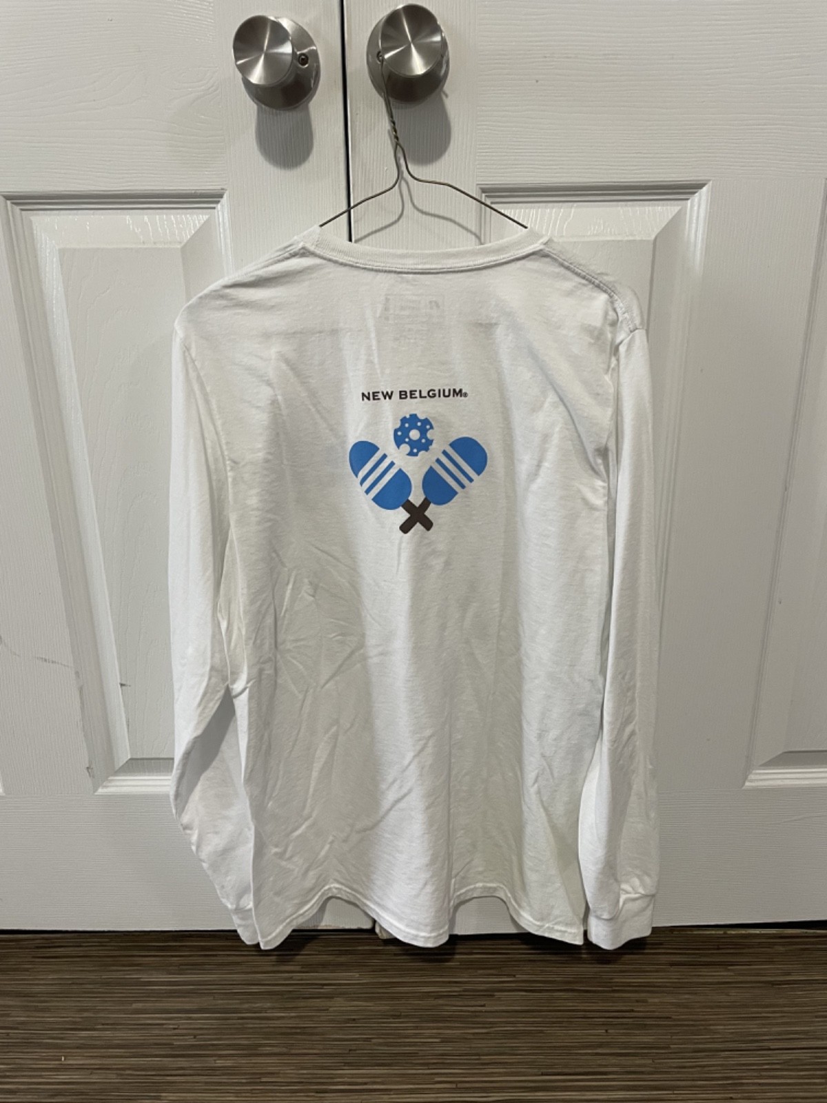Russell Athletic Men's Medium Pickleball Shirt Longsleeve White/Blue gallery