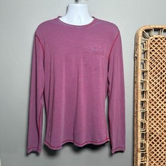 Lululemon Men’s Sz XL 5 Year Basic Long Sleeve Shirt Pocket Red Blue Stripe