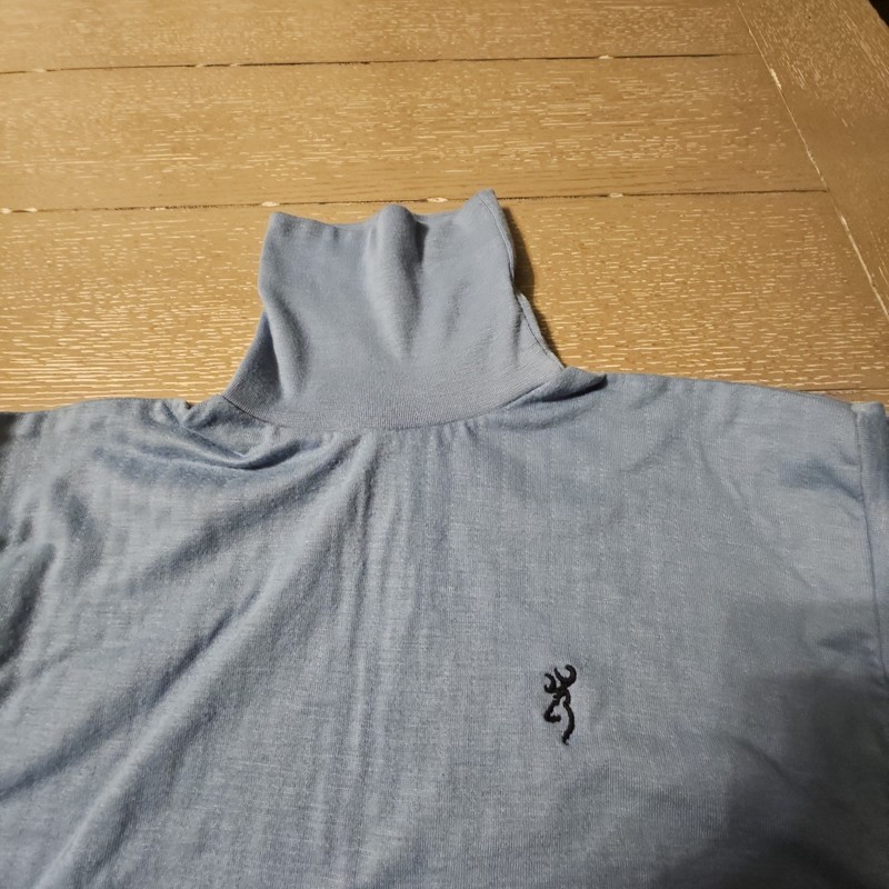 VTG Browning Men LARGE Blue Thermal Long Sleeve Turtleneck Neck Shirt gallery