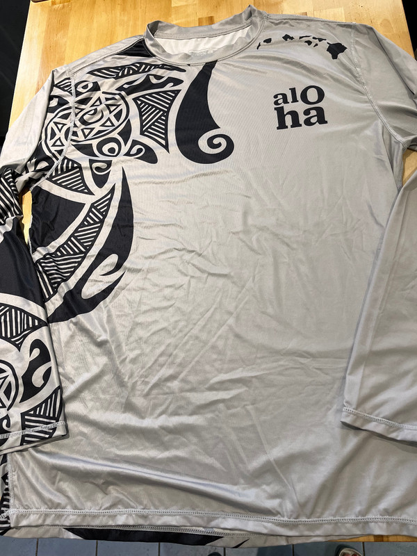 In Gear Hawaii Aloha Graphics Long Sleeve GRAY Rashguard Shirt UPF 50+ - Men's L gallery