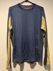 Stio Men’s Poly/Merino Tech Crew Long Sleeve XL Blue Yellow Made in USA