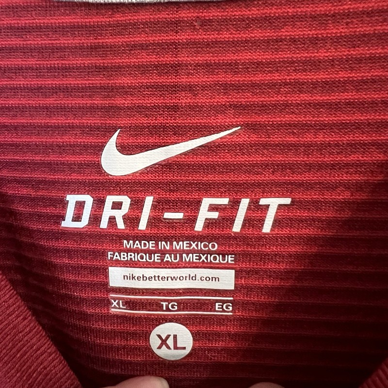 Nike Men's XL Shirt Red Striped Crewneck Short Sleeve Dri Fit Lightweight Soft gallery