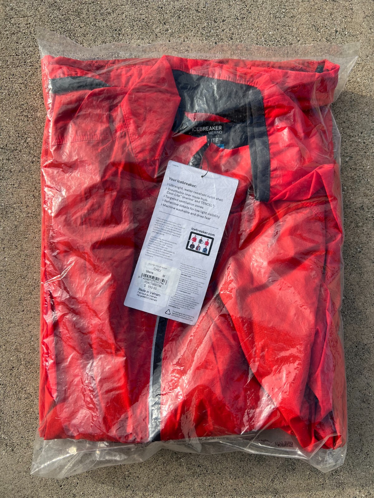 Icebreaker Incline Windbreaker Jacket (M) Chili Red gallery