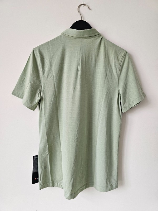 NWT LULULEMON FOGN Light Green Evolution SS Polo Top Golf Shirt Men's Medium gallery