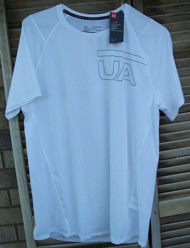 UNDER ARMOUR nwt white Heat Gear s/s Shirt~2XL~Fitted~UA~NEW~vented~