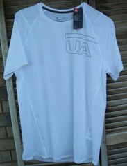 UNDER ARMOUR nwt white Heat Gear s/s Shirt~2XL~Fitted~UA~NEW~vented~