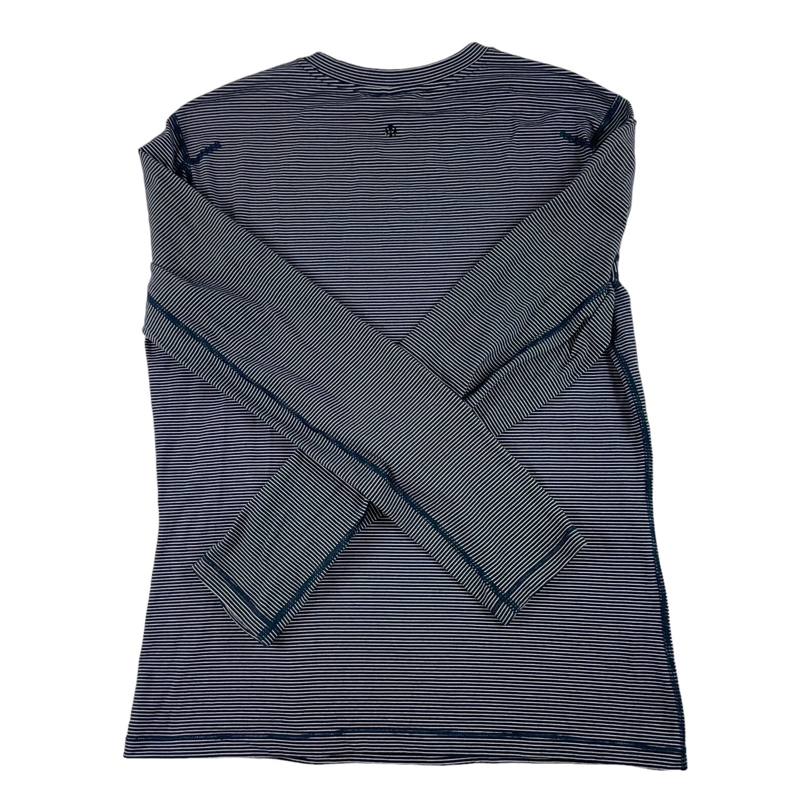 Lululemon Blue White Horizontal Stripe L/S Performance T Shirt Size Mens M gallery