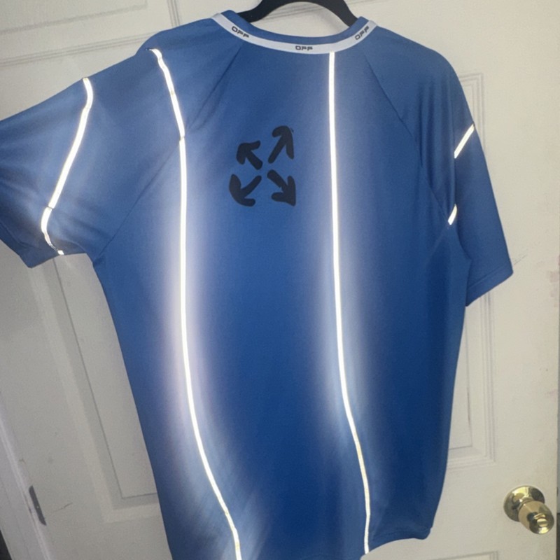 Off-White OFF ACTIVE Men's Blue Reflective Lightweight T-Shirt L Pullover gallery