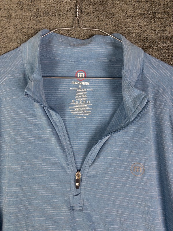 Travis Mathew Pullover Q Zip Mens XL Blue Golf Performance Logo Lightweight gallery