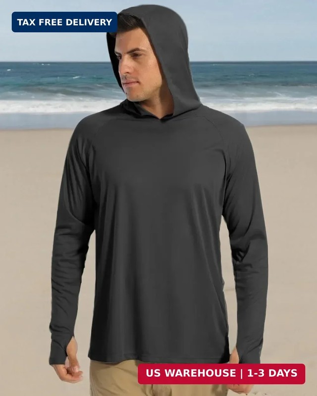 Boladeci Men's UPF 50+ Sun Protection Lightweight Hoodie Shirts Long Sleeve Fish gallery