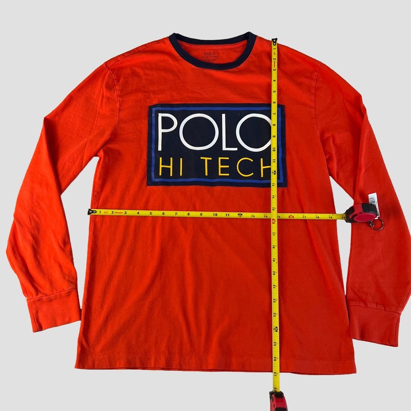 Polo Ralph Lauren Hi Tech Logo Graphic Long Sleeve T-Shirt Orange Size S Peru gallery