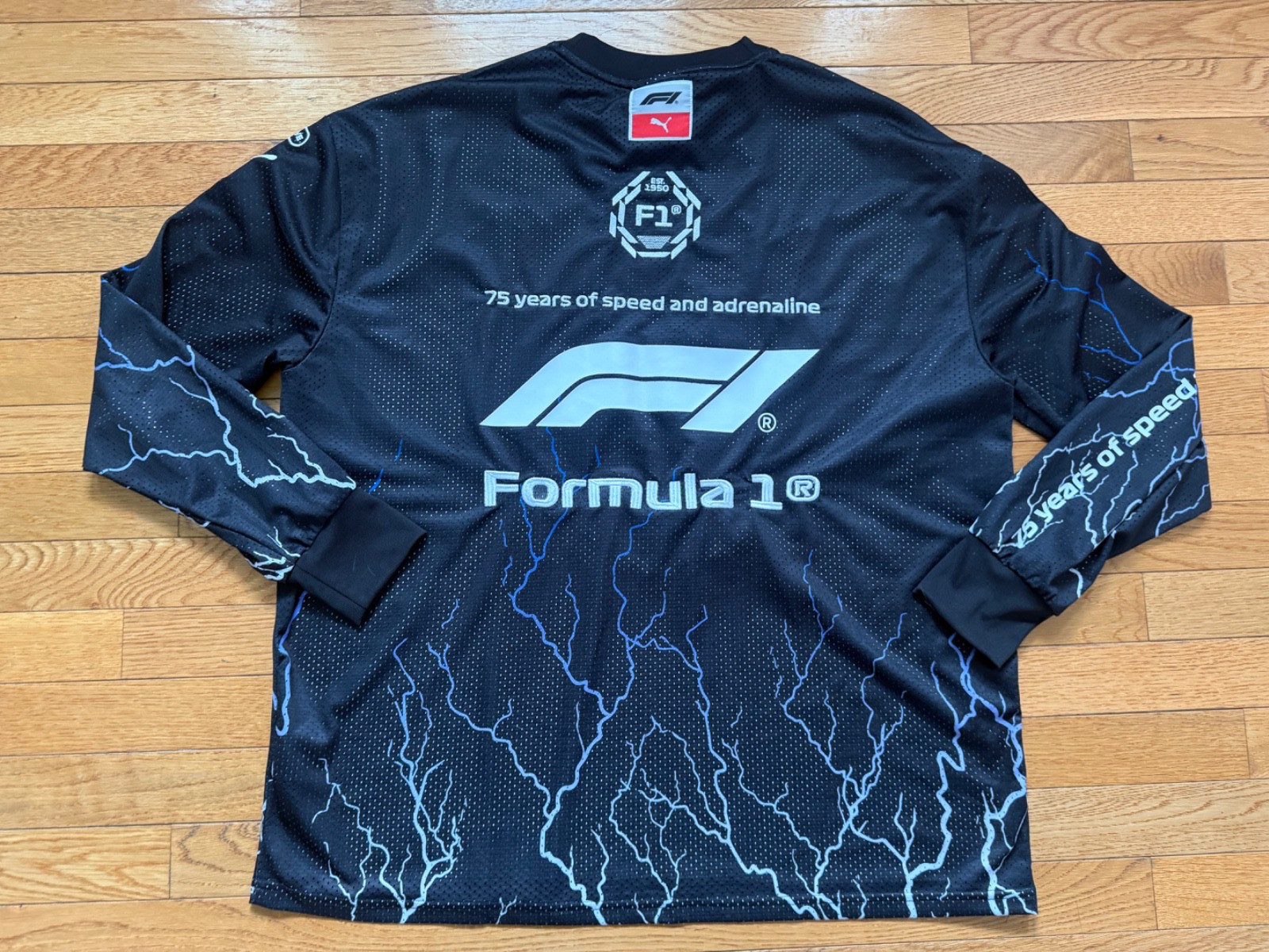 Puma Formula 1 Oversized Long Sleeve Jersey Mesh Shirt Black Men Sz M NWOT gallery