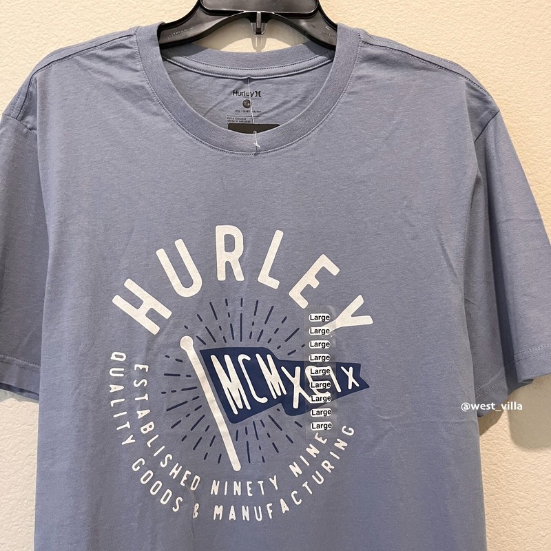 Hurley Varsity Athletics Graphic Mens 100% Cotton Short Sleeve Tee Gray Large gallery