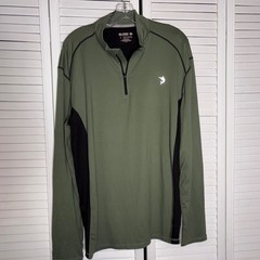 Reel Legends Mens Large Olive Green Black Quarter Zip Performance Pullover Shirt
