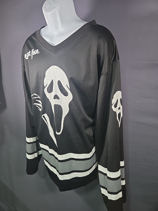 Scream Ghost Face Jersey Black V Neck Size XL Licensed Halloween Regular Fit gallery