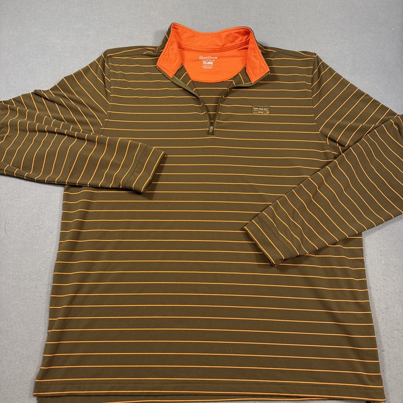 Good Good Golf 1/4 Zip Performance Pullover Shirt Men 2XL Stretch BRN/ORG Sports gallery