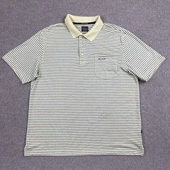 Greg Norman Men’s Polo Shirt Size XL Yellow Striped Performance Tasso Elba Golf