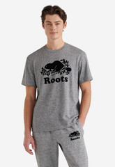 Roots Canada Mens Classic T-Shirt Logo Cotton Gray size XL