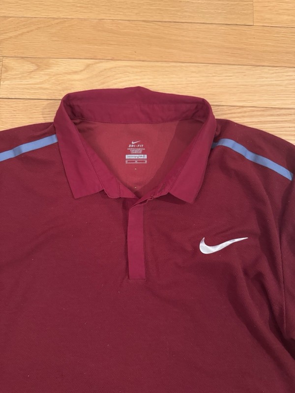 Nike Roger Federer RF Monte Carlo Tennis Polo Shirt Medium Red Gray Dri Fit gallery