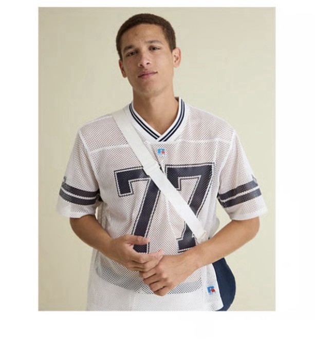 AE x Russell Athletic Graphic Mesh Jersey White