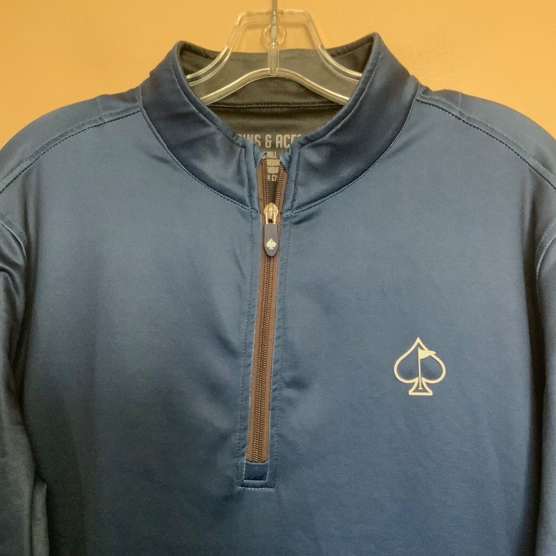 Pins & Aces Golf Co 1/4 Zip Pullover Mens Small Blue Performance B2 gallery