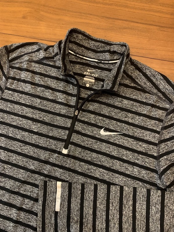 Nike Element Running Pullover 1/2 Zip Shirt Mens L Striped DriFit Mock Thumbhole gallery