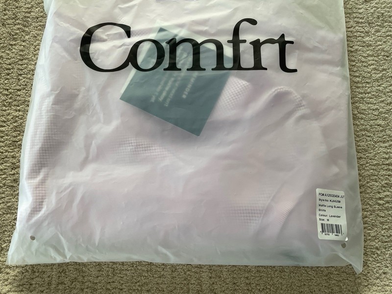 Comfrt Waffle Lounge Long Sleeve Crew Neck Shirt Lavender Unisex Sz Medium M gallery