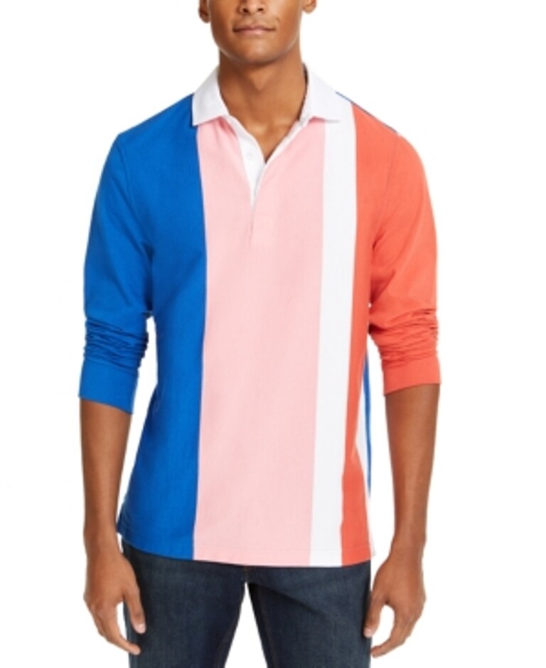 CLUBROOM Mens Blue Color Block Collared Casual Shirt Multi L gallery