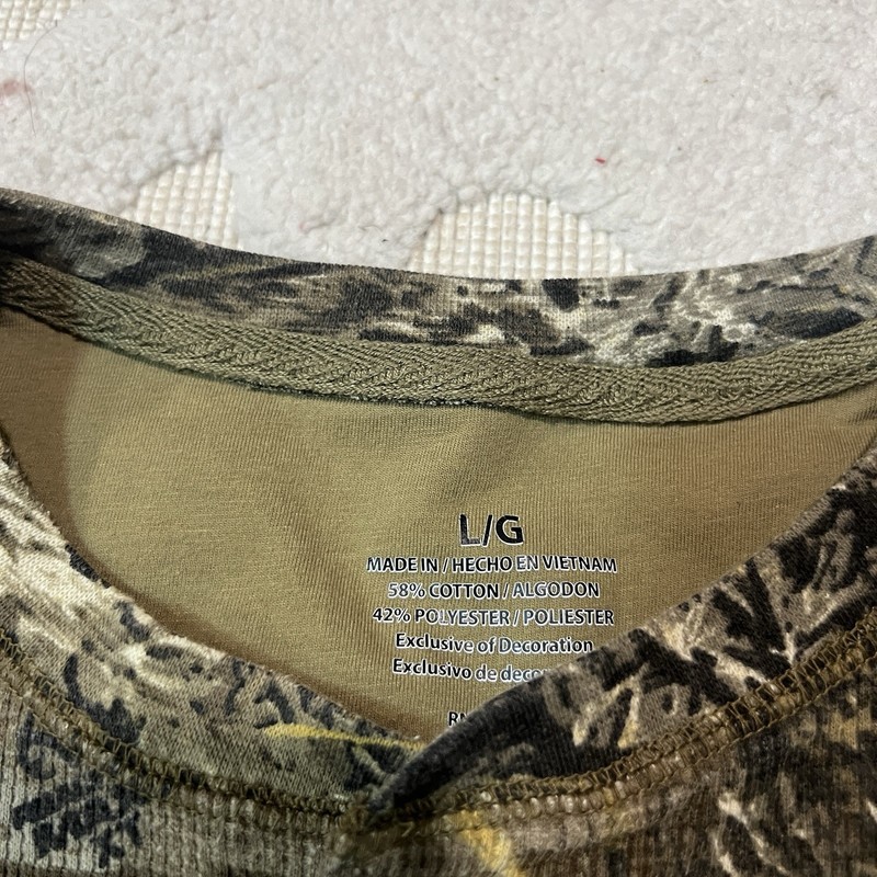 Vintage Realtree Camo Henley Shirt Mens L Green Waffle Thermal Hunting gallery