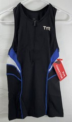 NWT Men’s TYR Competitor Tank Top Front Zip Black & Blue – Small