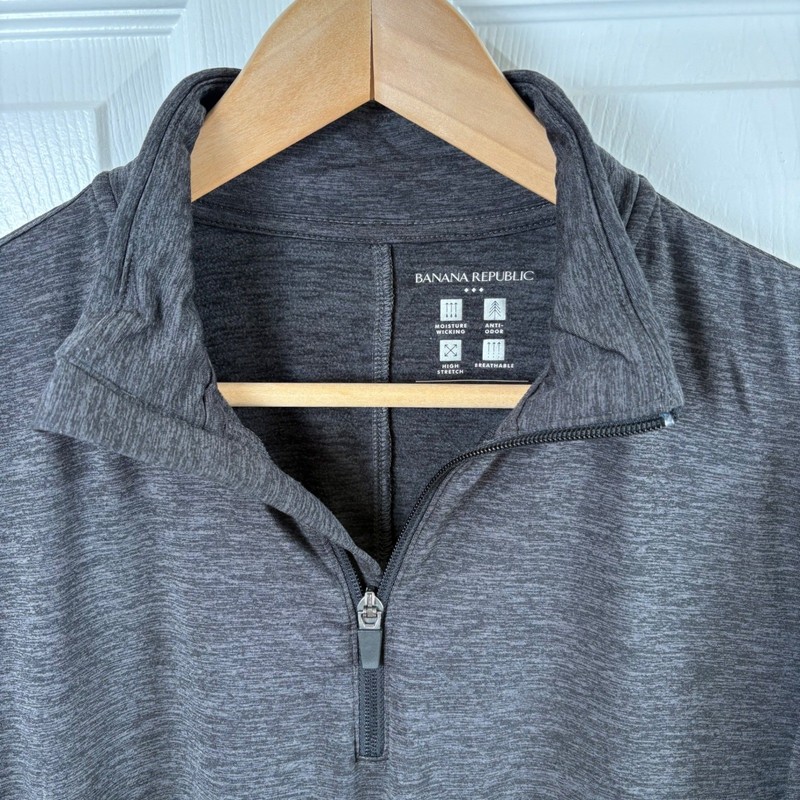 Banana Republic 1/4-Zip Pullover Men's M Gray Fleece-Lined Base Layer Gorpcore gallery