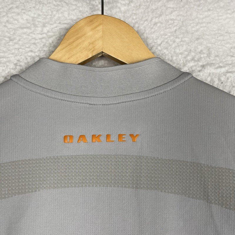 Oakley Polo Shirt Blade Collar Gray Snap Button Large Performance Fit Athletic gallery
