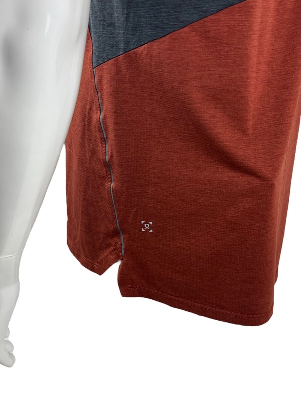 Lululemon Men XL Shirt Short Sleeve Tee Gym Training Casual Rust Performance EUC gallery