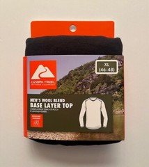Ozark Trail Men’s Wool Blend Base Layer Top Size XL (46-48) Black
