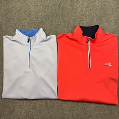 Fairway & Greene F&G Tech Performance 1/4 Zip Mens L Pullover Blue Pink Lot Of 2