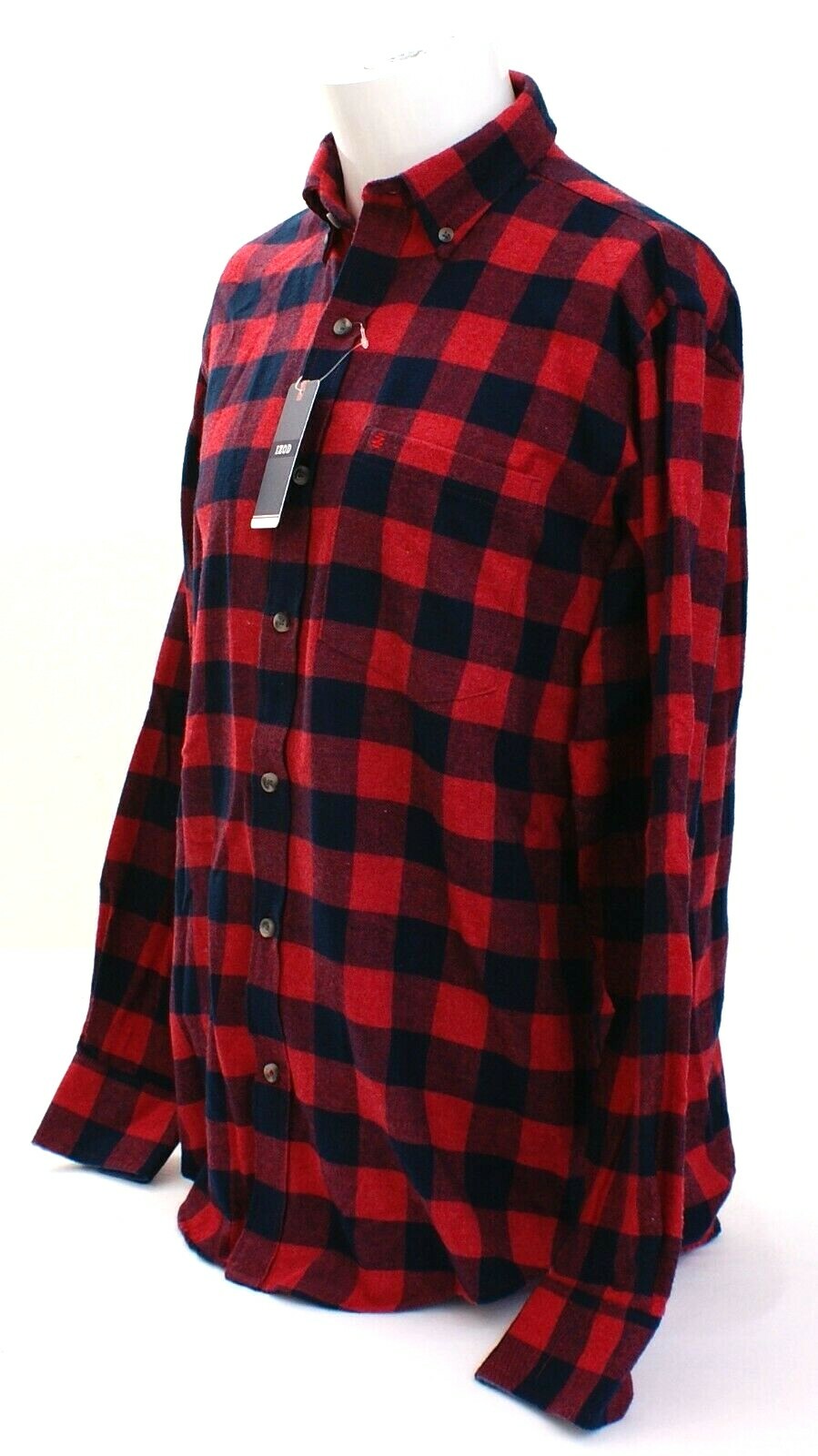 Izod Red & Blue Plaid Flannel Long Sleeve Button Front Shirt Men's NWT gallery
