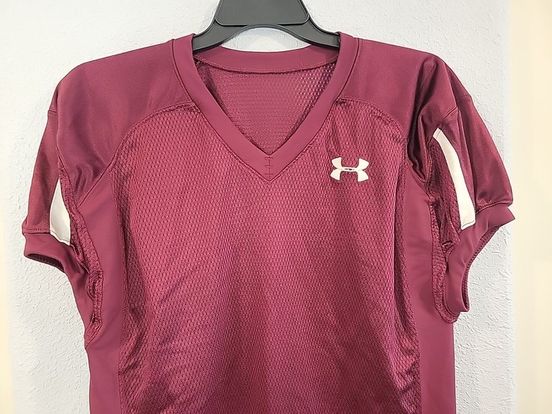 Under Armour Men’s Football Mesh Jersey Red Wine with White Insets Size L NWOT gallery