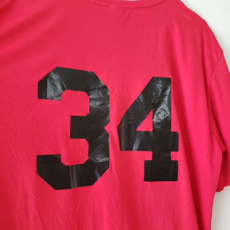 Sport-Tek T-Shirt Tee Mens Large #34 on the Back Red Activewear ST350 Preowned gallery